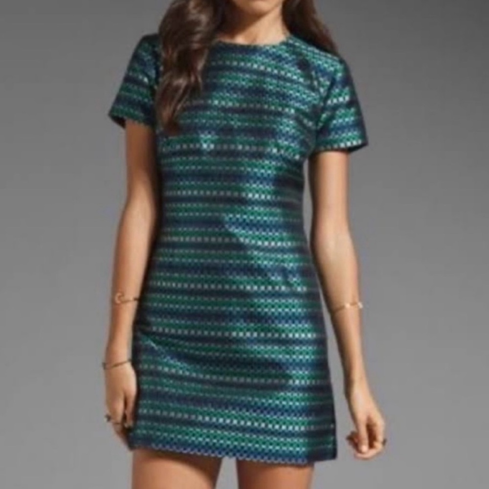Shoshanna Blue & Green Mini Dress Size 4 - Picture 2 of 5